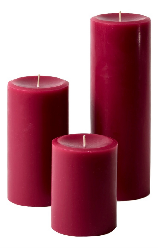 3" Pillar Candle Set - Crimson